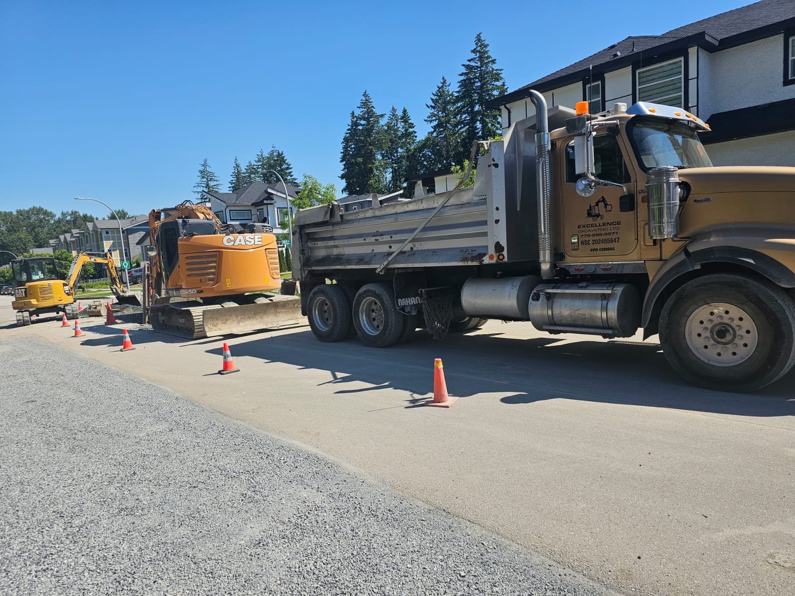 Deep cross-driveway utility trench