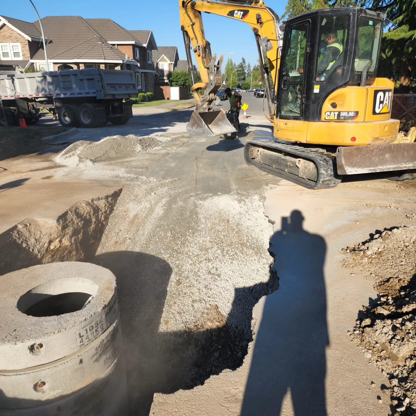 Stone headwall culvert outlet — finished drainage work